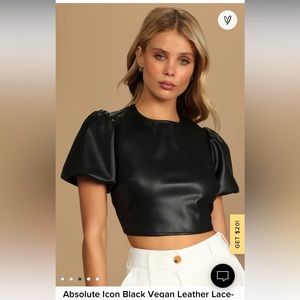 Lulu’s Black Vegan Leather Lace Up Crop Top